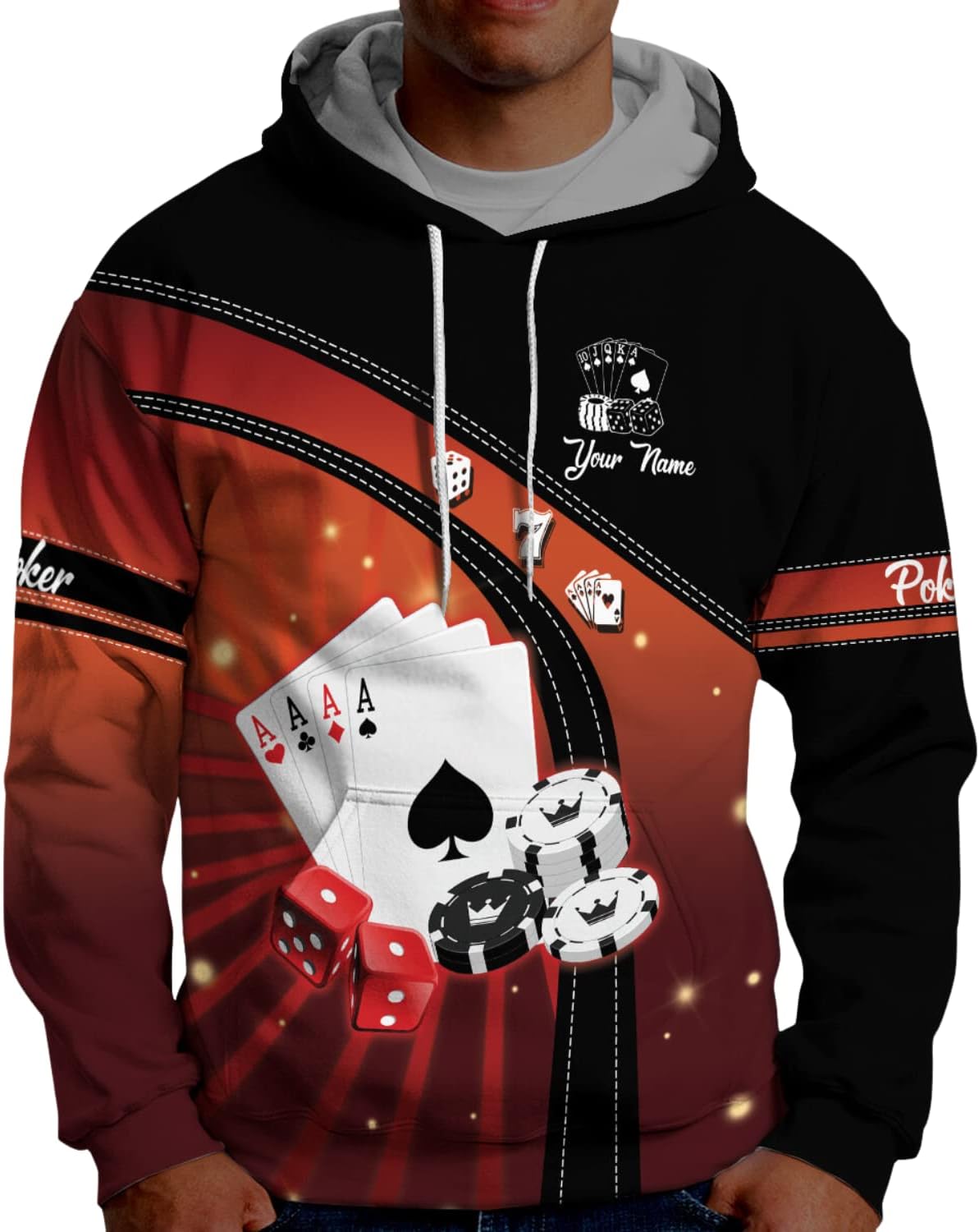 Personalized Poker Shirt, Poker Player Shirt, Funny Casino Poker Pattern 3D Over Print, Unisex Poker Tshirt Men Women