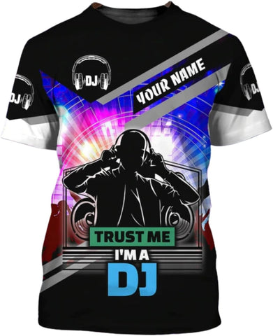 MAPrints Personalized DJ 3D T-Shirts, Custom DJ Shirt with Name, DJ Gifts for Men EDM Music Festival Clothing, Gift for DJ