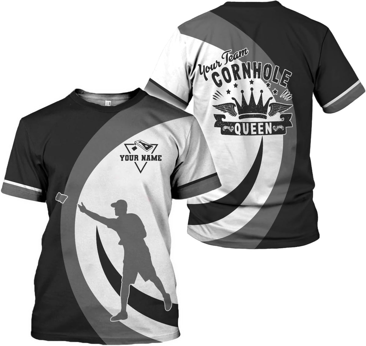 Personalized Cornhole Shirts 3D Over Print for Men & Women, Funny Cornhole Player Toss Sports T-Shirt for Team (CH 8)