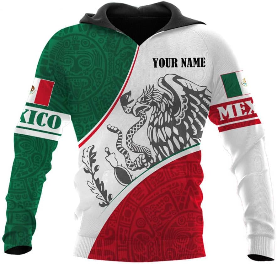 Personalized Name Mexican Hoodie 3D, Customized Mexican Hoodies for Men, Unisex Mexico Hoodie 3D, Mexico Hoodies for Men, Mexico Flag Gift for Women, T Shirt, Zip Up Hoodie, Sweatshirt HD27
