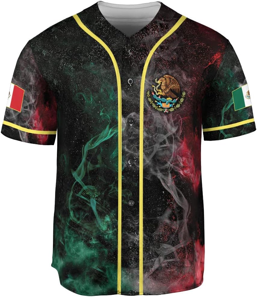 Mostefy Custom Mexico Baseball Jerseys Mexican Eagle & Flag Shirt for Teams, Mexico Shirts for Men & Women Size S-5XL