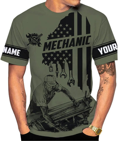 Personalized Name Mechanic Shirt 3D, Custom Name Mechanic Shirts, Tool Box Mechanic for Men and Women Size S-5-XL3 (Multi 10)