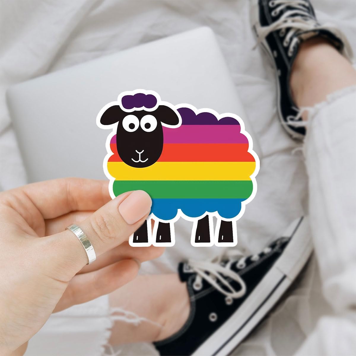 (3pcs) Rainbow Sheep of The Family LGBT Pride Sticker, Sheep Stickers, Funny Gay Stickers, Sarcastic Water Bottle Stickers- Vinyl Stickers 3'' for Laptop Phone Car Window Helmet