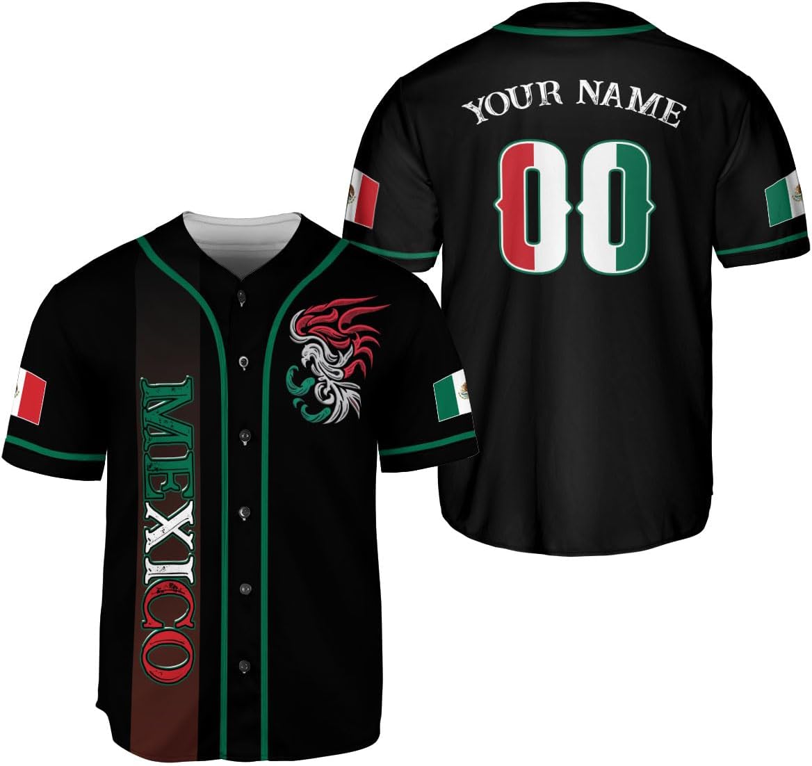 Mostprints Custom Mexico Baseball Jerseys Mexican Eagle & Flag Shirt for Teams, Mexico Shirts for Men & Women Size S-5XL