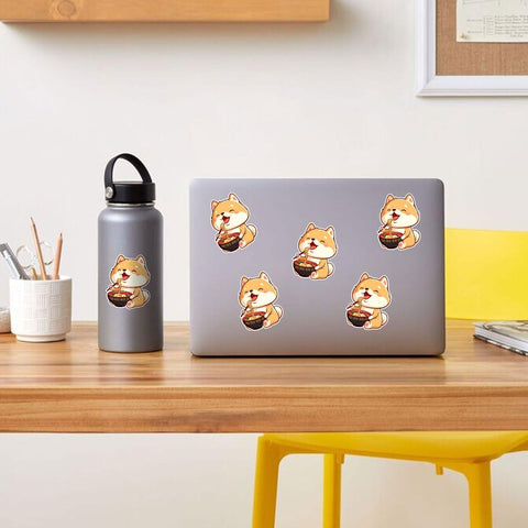 (3pcs) Shiba Inu Stickers, Shiba Inu Ramen Noodles Asian Sticker, Giant Asian Sticker- Stickers for Laptop Water Bottle Phone Car Window Helmet Vinyl Stickers 3 Inches