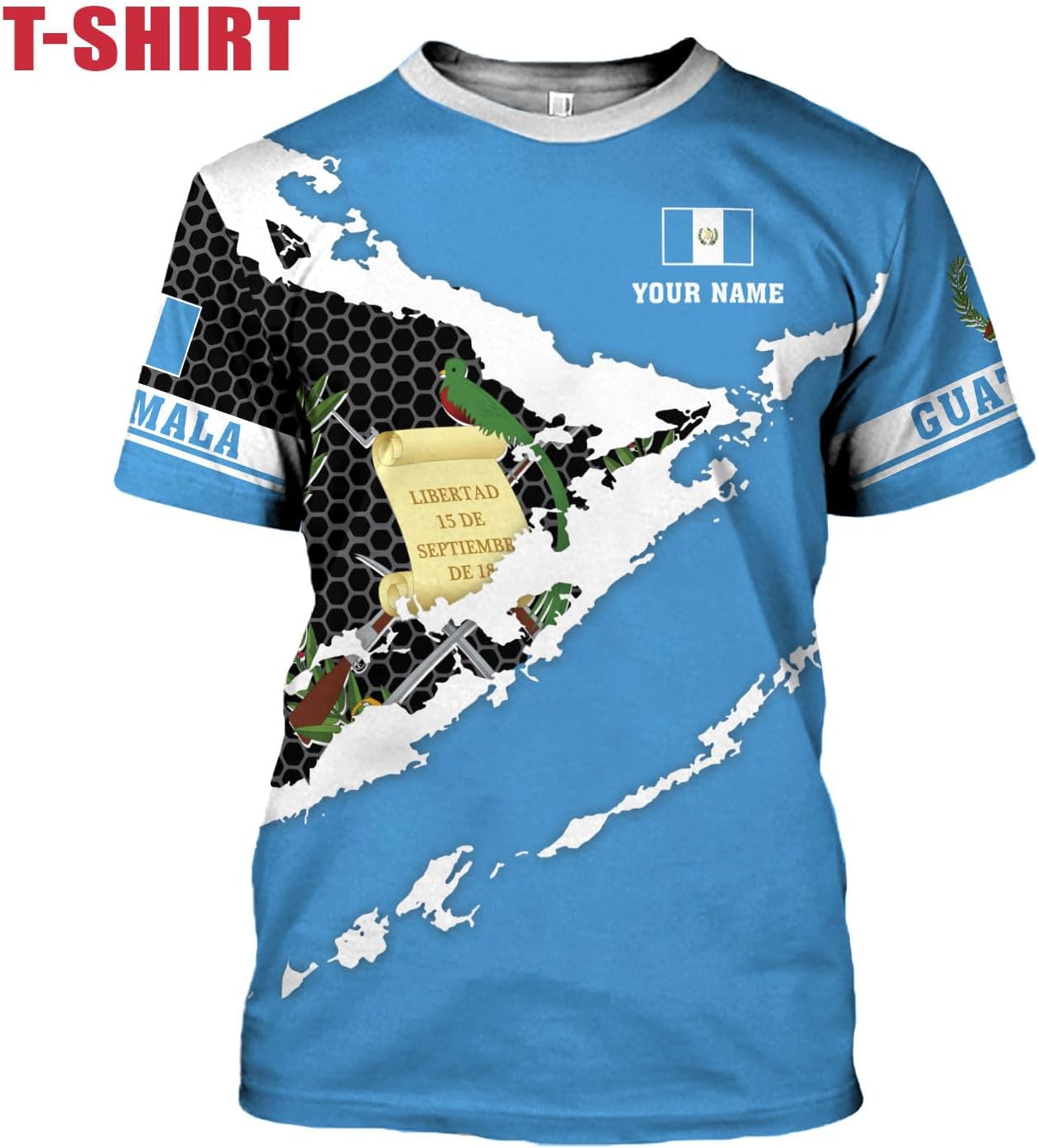 Mostprints Personalized Guatemala Shirt 3D Guatemala Camisas Guatemala Flag Shirts, Guatemalan Pride T-Shirt for Men Women