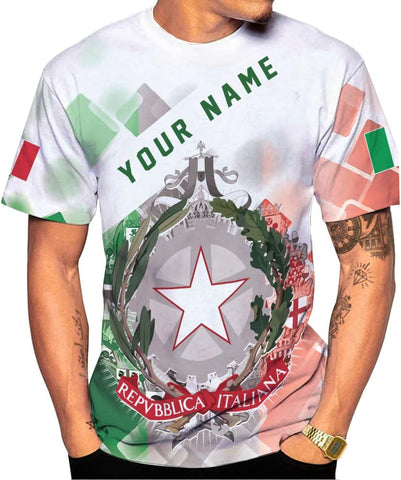 Mostprints Personalized Name Italy Shirt 3D, Custom Italian Shirt Flag for Men and Women, Italia Shirt Soccer Unisex Size