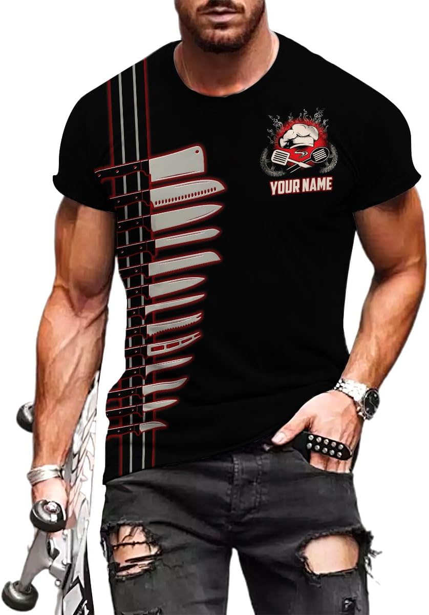 Custom Chef Shirt Chef Shirts for Men Gifts for Master Chef Lovers Custom Chef T Shirts for Men Funny 3D Chef Shirts for Men
