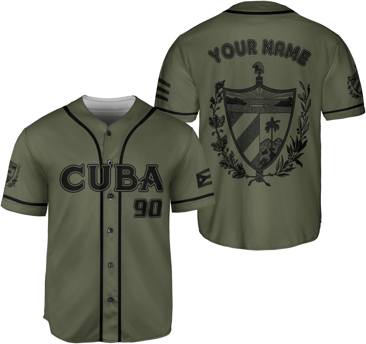 Podagree Personalized Cuba Baseball Shirt, Cuban Flag Jersey for Men and Women