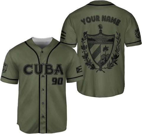 Podagree Personalized Cuba Baseball Shirt, Cuban Flag Jersey for Men and Women