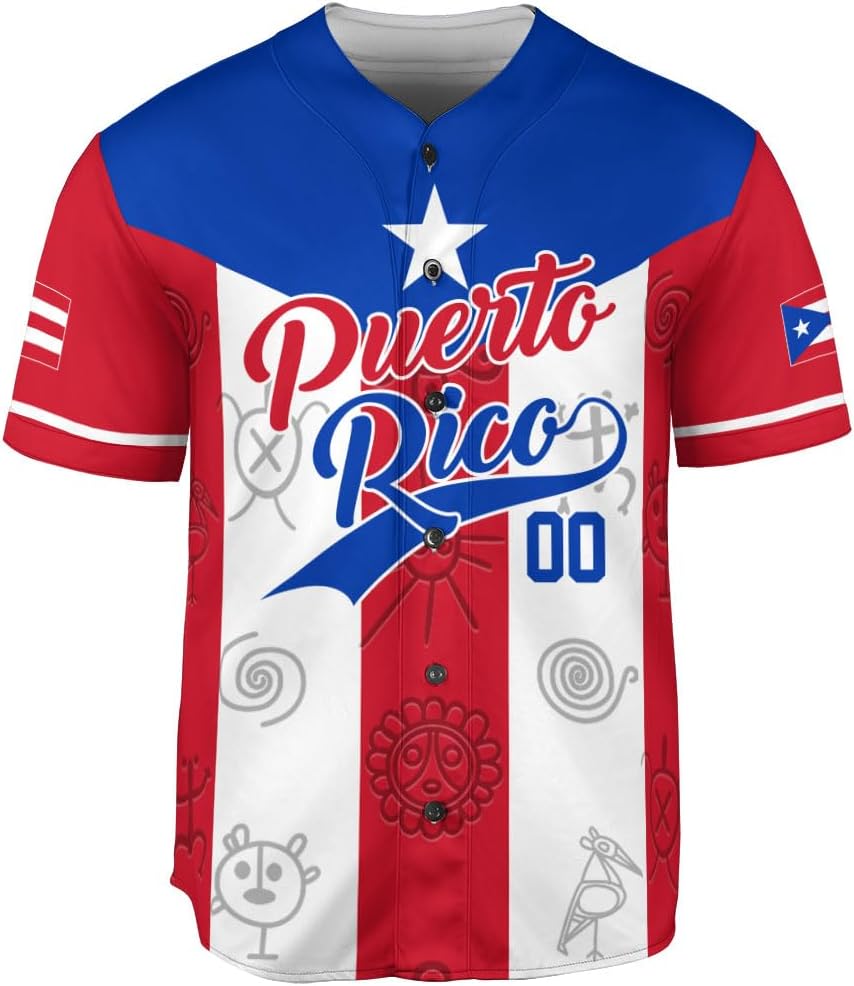 RoyalBro Personalized Puerto Rico Baseball Shirt - Custom Team Name, Puerto Rican Baseball Jersey for Men