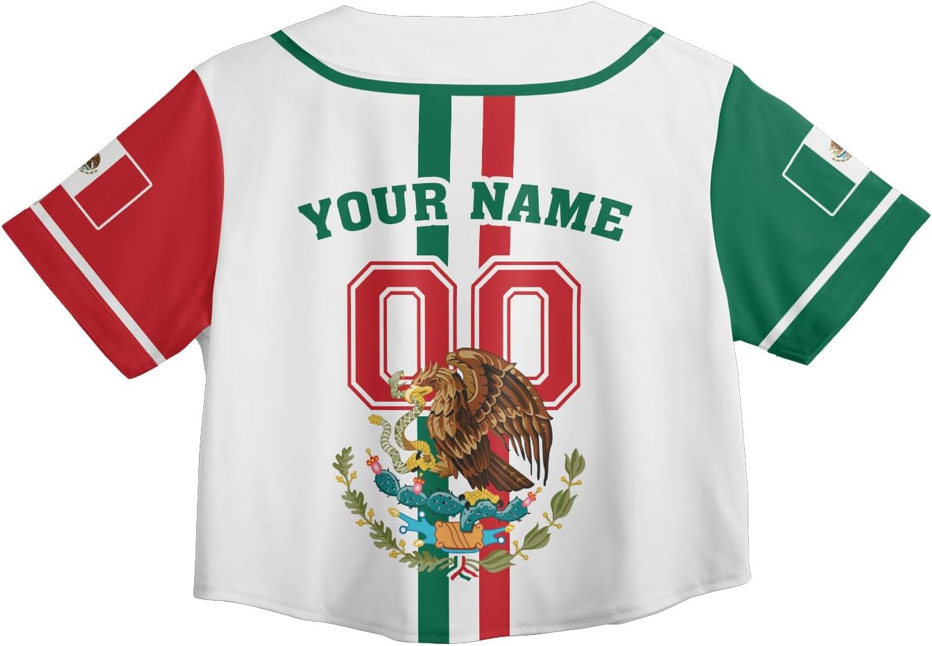 Mostprints Personalized Name Number Mexico Baseball Jersey Croptop Shirt, Mexican Shirts for Women, Mexico Shirts for Women