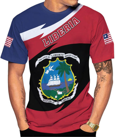 MoonArt Personalized Liberia Shirts Liberian Coat of Arms Flag Liberia 3D Shirts Liberia Liberian Pride Gift