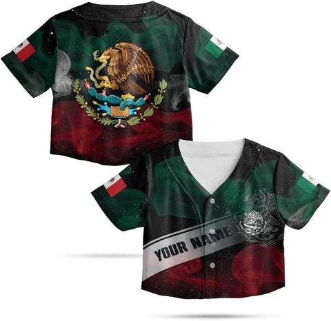 Personalized Name Mexico Crop Top Baseball Jersey Shirt, Mexican Jersey for Women, Jersey Mexico Shirt 3D Gifts (BJ78)