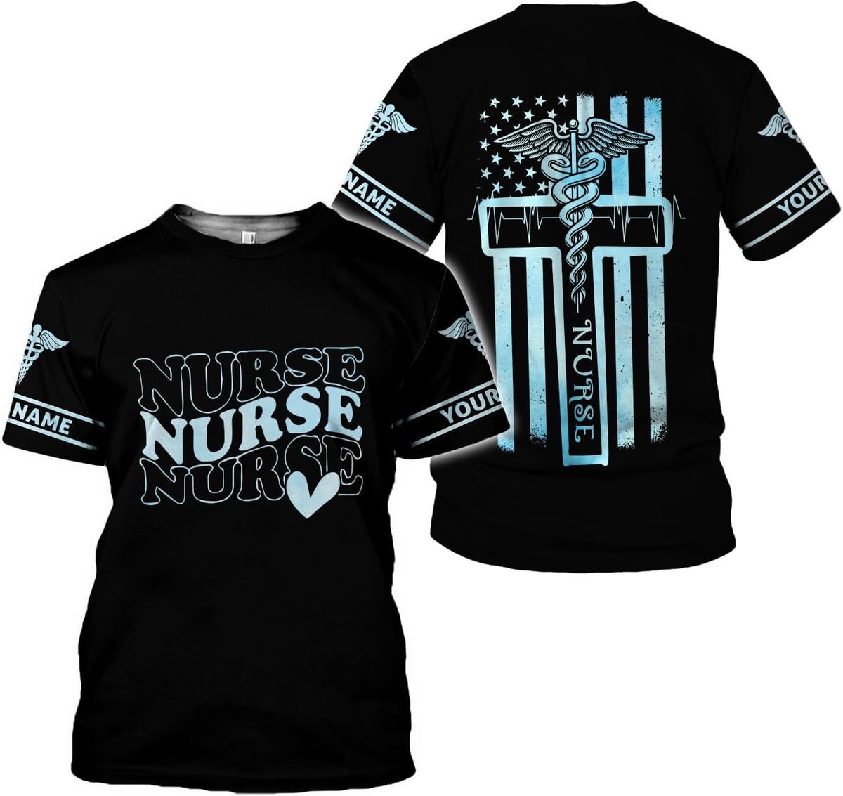 Woseprints Personalized Name 3D Nurse Shirts, Emergency Nurse T-Shirt Gifts