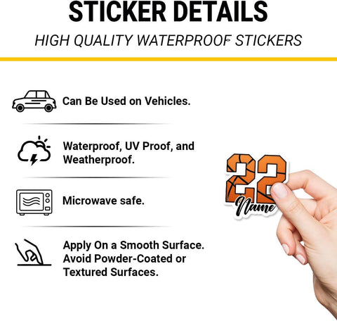 Personalized Basketball Sticker Custom Basketball Stickers for Boys Girl Sport Gift Basketballs Name Number Vinyl Stickers Player Team Decal for Laptop Water Bottles Toolbox Phone Car (Bkb4)