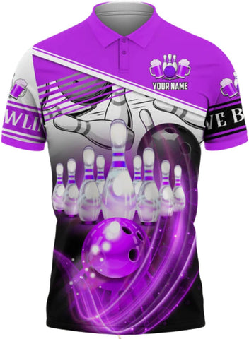 Intenprints Custom 3D Bowling Polo Shirts Personalized Jersey Men Women Team Name Unisex Bowling Shirt Jerseys