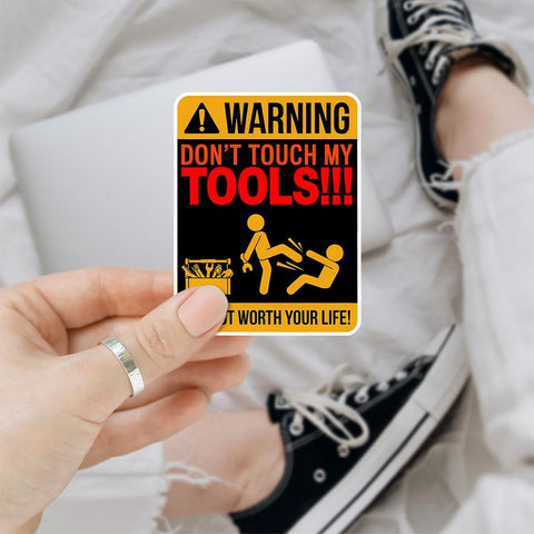 3 Pcs Don't Touch My Tools Sticker, Do Not Touch Hard Hat Sticker, Ironworker Lineman Electrician Pipeliner Blue Collar Decals - Vinyl Sticker 3 Inches For Water Bottles Laptop Phone Car Window Helmet
