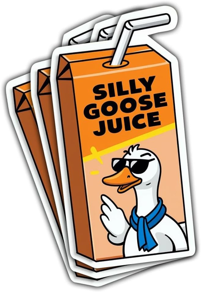 (3pcs) Silly Goose Juice Sticker, Goose Funny Sticker Die-Cut Waterproof Vinyl Sticker Laptop Water Bottle Window Phone Helmet