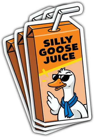 (3pcs) Silly Goose Juice Sticker, Goose Funny Sticker Die-Cut Waterproof Vinyl Sticker Laptop Water Bottle Window Phone Helmet