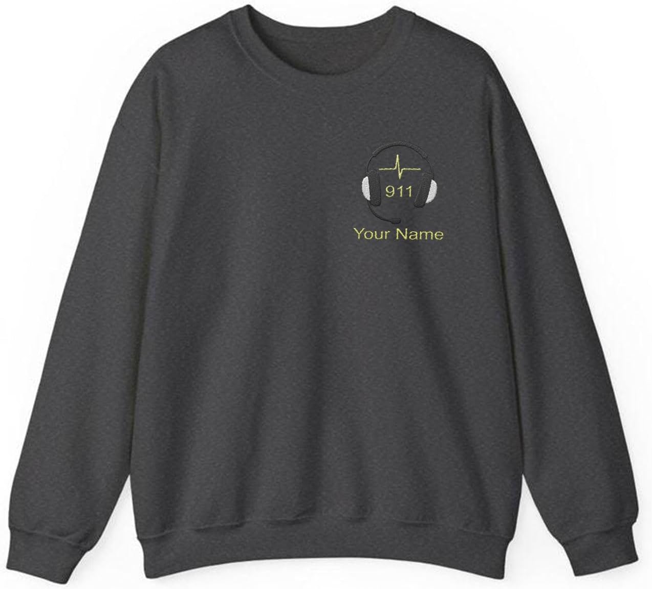 Intenprints Personalized Embroidered Dispatcher Shirt 911 Emergency Services Sweatshirt Thin Gold Line Flag Dispatcher Shirt