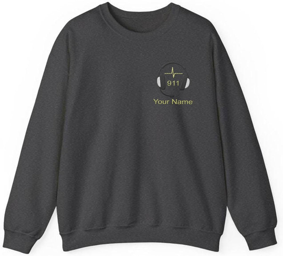 Intenprints Personalized Embroidered Dispatcher Shirt 911 Emergency Services Sweatshirt Thin Gold Line Flag Dispatcher Shirt