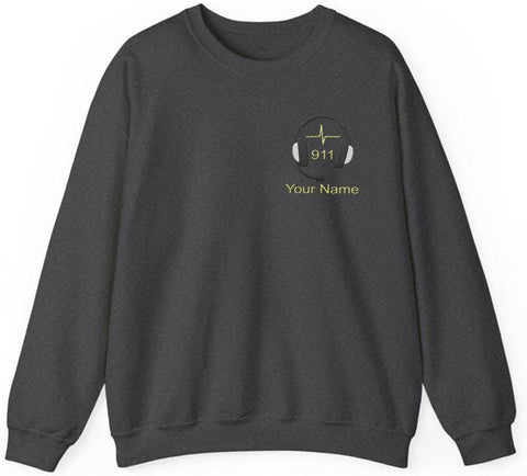Intenprints Personalized Embroidered Dispatcher Shirt 911 Emergency Services Sweatshirt Thin Gold Line Flag Dispatcher Shirt
