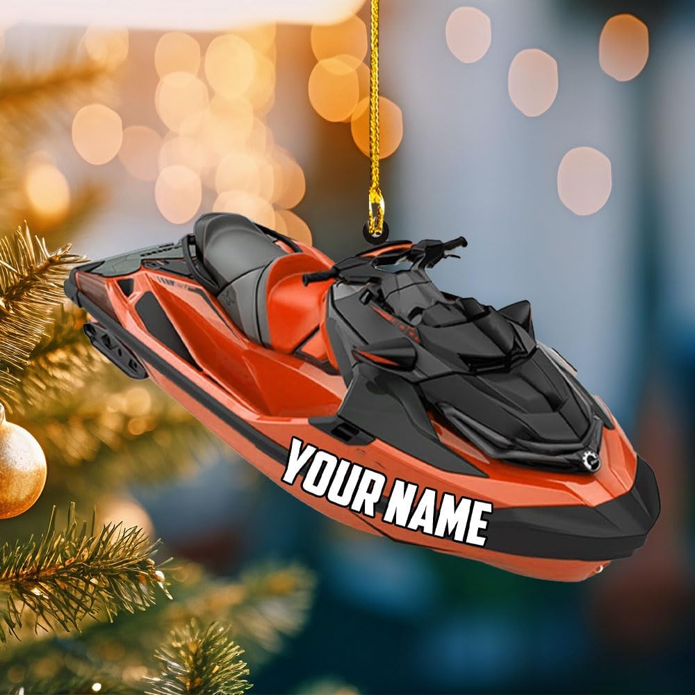 Podagree Personalized Pontoon Boat Ornament, Pontoon Christmas Ornament, Pontoon Boat Christmas Car Ornament, Pontoon Boat, Custom Pontoon String Light Ornament (WB9)