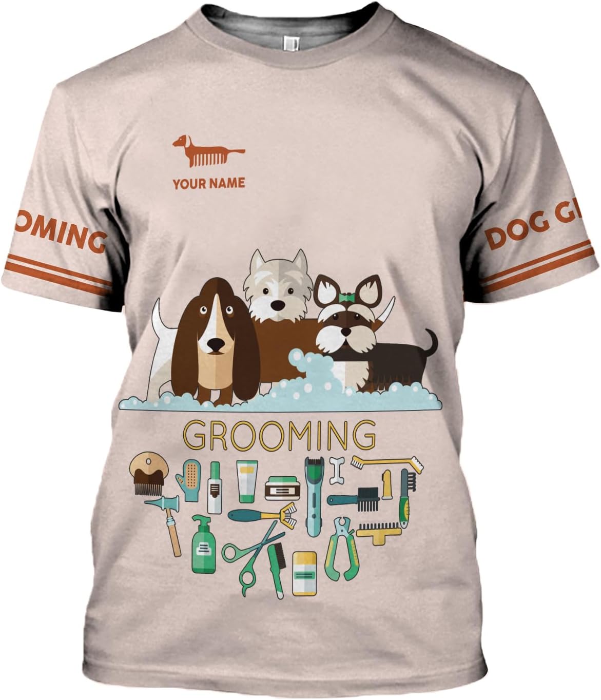 Mostprints Personalized Name Dog Groomer Shirt 3D, Funny Dog Groomer Apparel Shirts, Dog Groomer Gifts for Men and Women