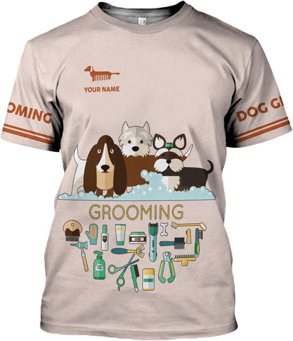 Mostprints Personalized Name Dog Groomer Shirt 3D, Funny Dog Groomer Apparel Shirts, Dog Groomer Gifts for Men and Women