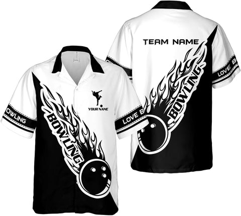 Mostprints Personalized Name Bowling Hawaii Shirts for Men and Women 3D, Bowling Shirts for Team Bowling, Bowling Shirts Gift