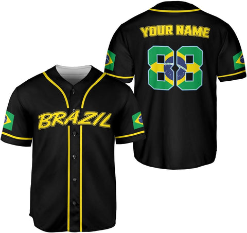 Mostprints Personalized Brazil Baseball Jersey Shirt 3D Brasil Brazilian Flag Bandera Bandeira Jersey Soccer for Men Women