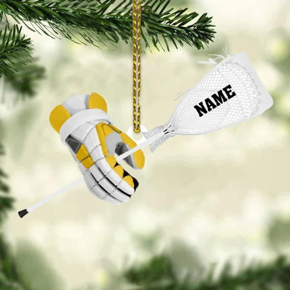 HomeDesign Personalized Lacrosse Ornament, Lacrosse Amor Shape Flat Ornament, Lacrosse Helmet Ornaments, Gifts for Lacrosse Lovers, Lacrosse Players, Lacrosse Christmas Ornament (LA 3)