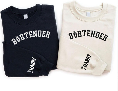 MAPrints Personalized Bartender Embroidered Sweatshirt, Funny Bartending Gift For Bartender Barista Shirt Cocktail Sweatshirt