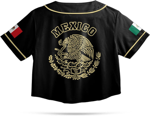 Custom Mexico Flag Crop Top Baseball Jersey Shirt Woman Playeras De Mexico 3D Personalized Mexican Jersey Shirts for Women