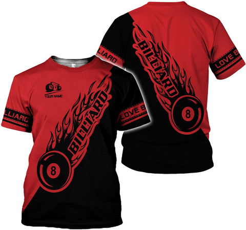 Rivelus Personalized Name Billiard Shirts 3D, Billiards Shirt 8 Ball Billiard Shirt Custom Men's Pool Men Women