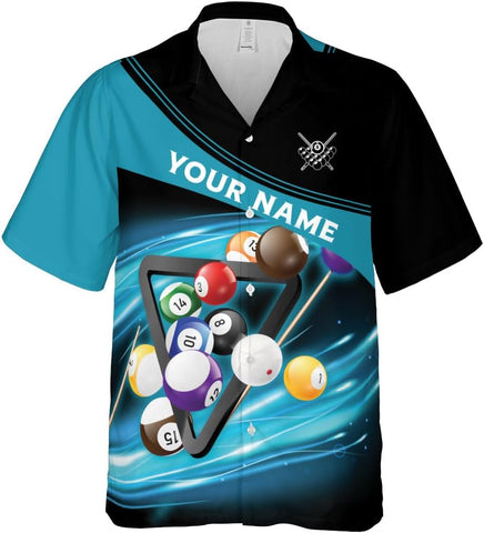 Personalized Billiard Hawaiian Shirt Button Down Custom Billiard Stick 8 Ball Pool Billiard Team Gift for Billiards
