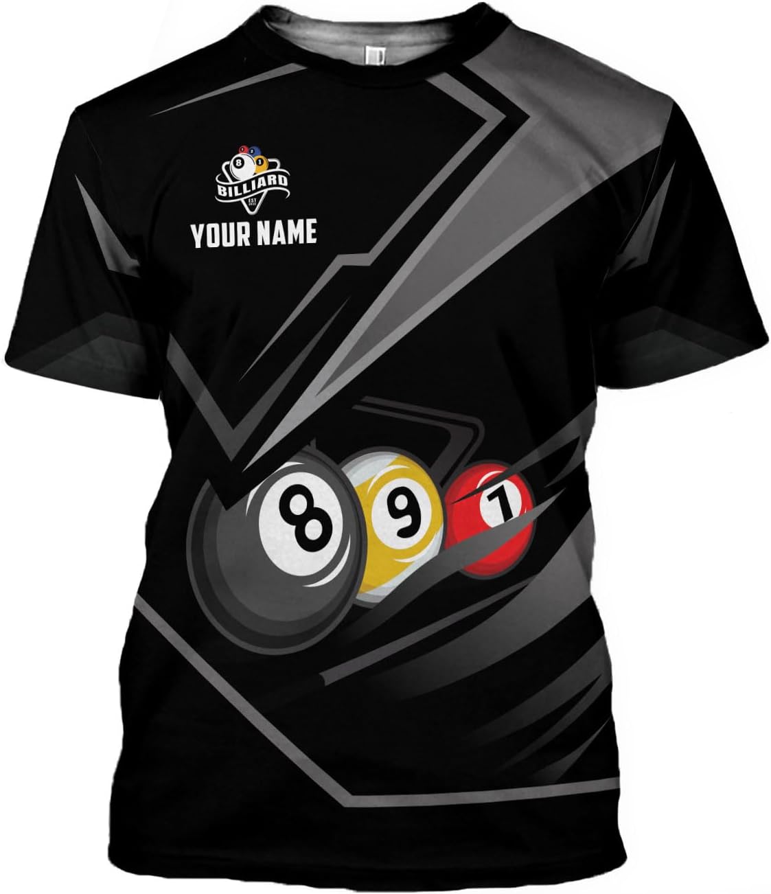 AOVL Personalized Billiard Shirts 3D Billiard Shirt Custom Billiard Flag Shirt Men's Pool Billiards Shirt 8 Ball Men Women