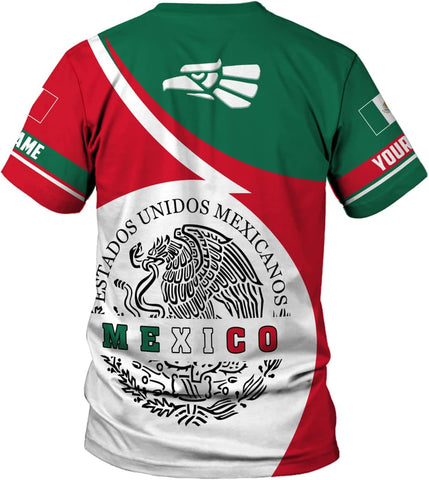 Mostprints Personalized Name Mexican Shirts for Men 3D, Customized Mexico Shirts for Men, Mexico Shirts for Women Mexico Shirt