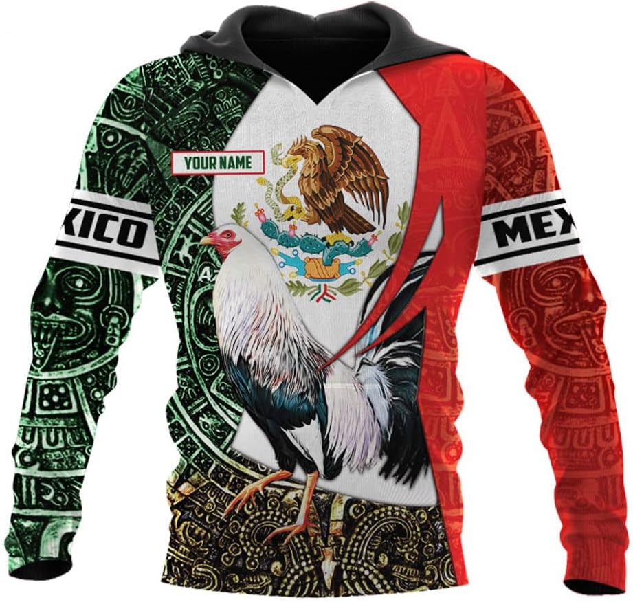 Mostefy Personalized Name Rooster Mexican Hoodie 3D, Customized Mexican Hoodies for Men, Unisex Mexico Hoodie 3D, Mexico Hoodies for Men, Mexico Flag Gift, T Shirt, Zip Up Hoodie, Sweatshirt HD10