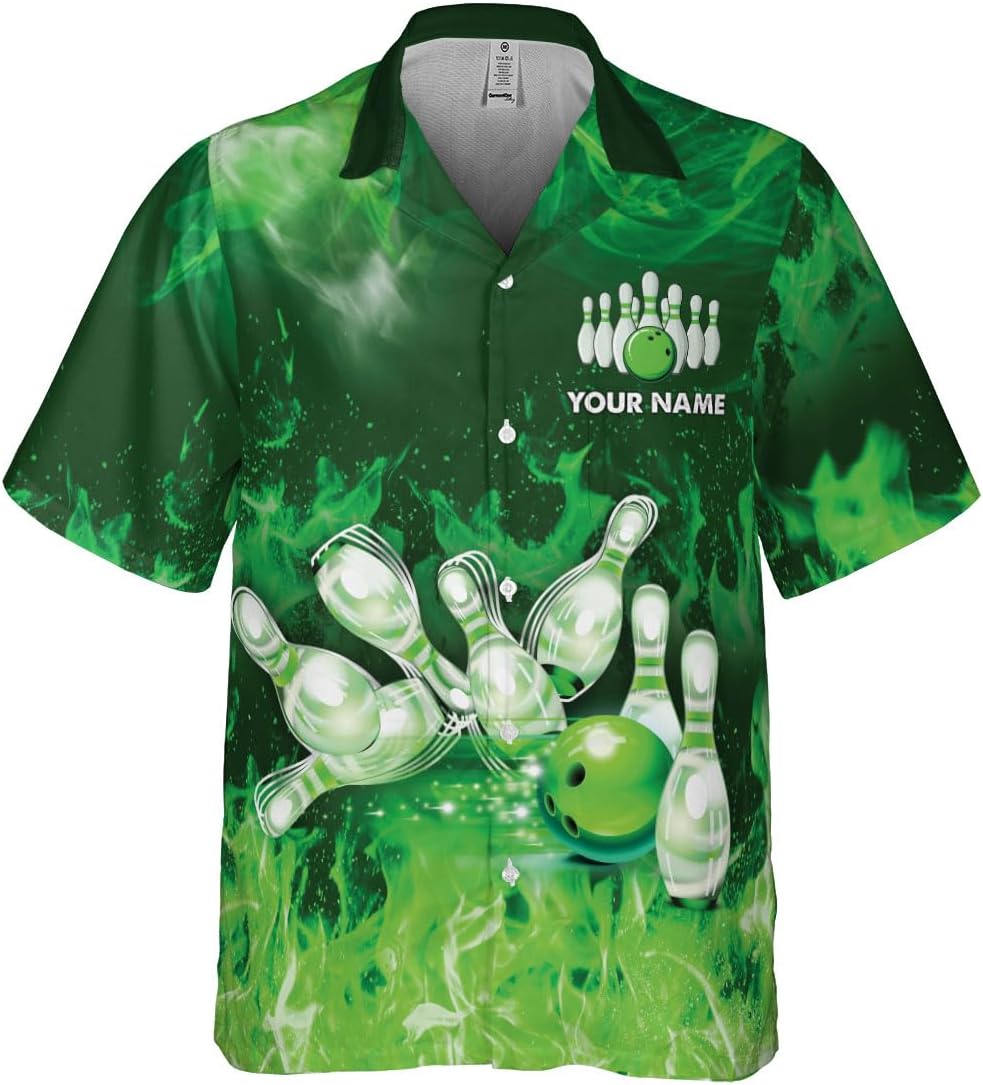 Pretyprints Custom Bowling Hawaiian Shirt 3D Men Women Personalized Button Down Short Sleeve Team Gifts Lover