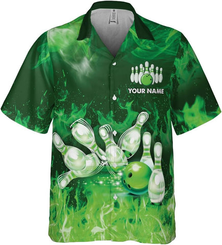 Pretyprints Custom Bowling Hawaiian Shirt 3D Men Women Personalized Button Down Short Sleeve Team Gifts Lover