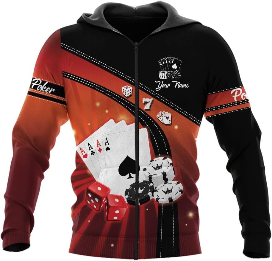 Personalized Poker Shirt, Poker Player Shirt, Funny Casino Poker Pattern 3D Over Print, Unisex Poker Tshirt Men Women