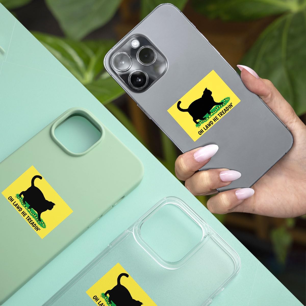 (3pcs) Chonk Cat Meme Sticker, Chonk Cats Sticker, Cat Snake Sticker, Cat Oh Lawd He Treadin' Sticker Die-Cut Waterproof Vinyl Sticker Laptop Water Bottle Window Phone Helmet