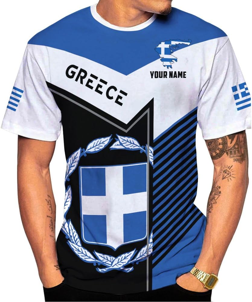 Suseaz Personalized Greece Hoodie Greek Coat of Arms Flag Grecian 3D Sweatshirt Greece Zip Hoodie Grecian Pride Gift Shirt