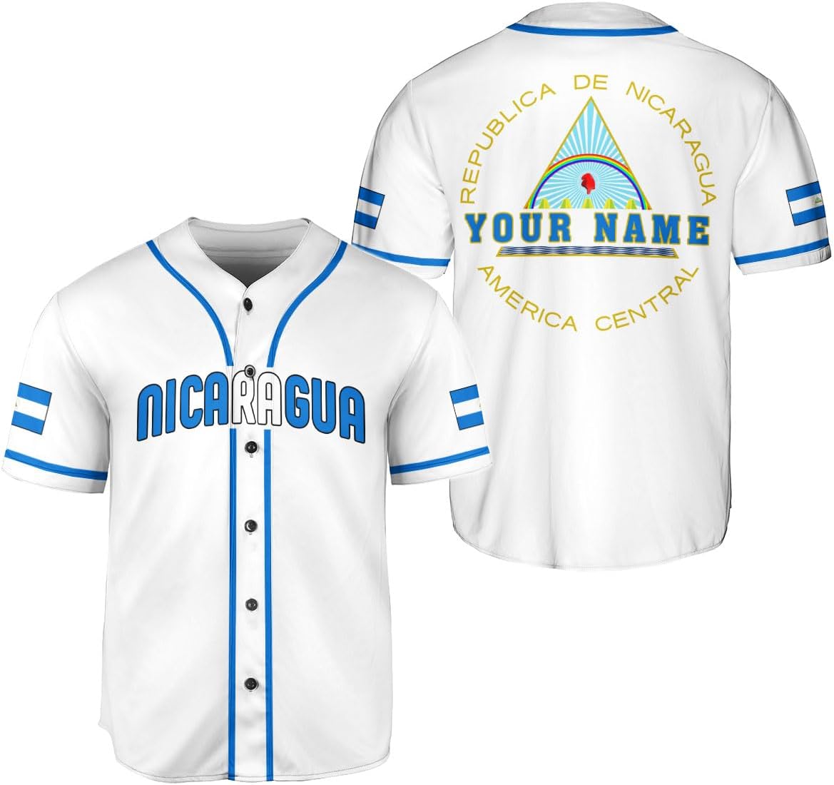Podagree Personalized Nicaragua Baseball Jersey Shirt Name Nicaraguan Baseball Jersey for Men & Women Nicaraguan Camisas