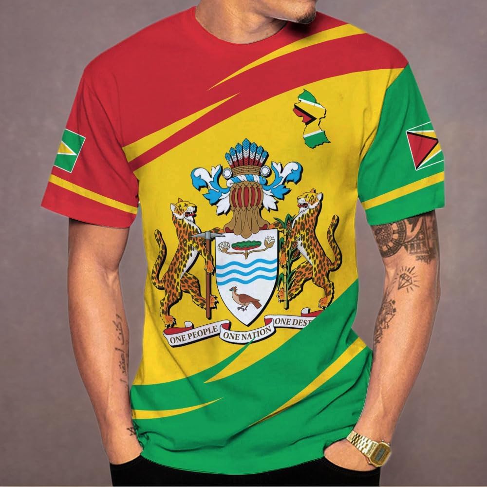 MoonArt Personalized Guyana Shirts - Guyanese Coat of Arms Flag 3D