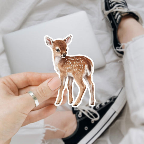(3Pcs) Cute Baby Deer Vinyl Sticker, Lovely Deer Doe Animal Stickers, Deer Hunter Decal, Deer Face Decal, Hunting Gifts - Stickers for Laptop Water Bottle Phone Car Window Helmet 3 Inches (Deer 1)