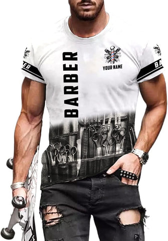 Personalized Name Barber 3D All Over Printed Shirts for Men & Women, Hair Stylist Shirt Gift for Barbershop