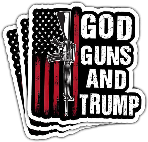(3 Pcs) God Guns and Trump Sticker, Trump Stickers for Trucks, Trump Stickers for Cars- Decal Stickers for Laptop Water Bottle Phone Car Window Helmet Vinyl Stickers 3 Inches